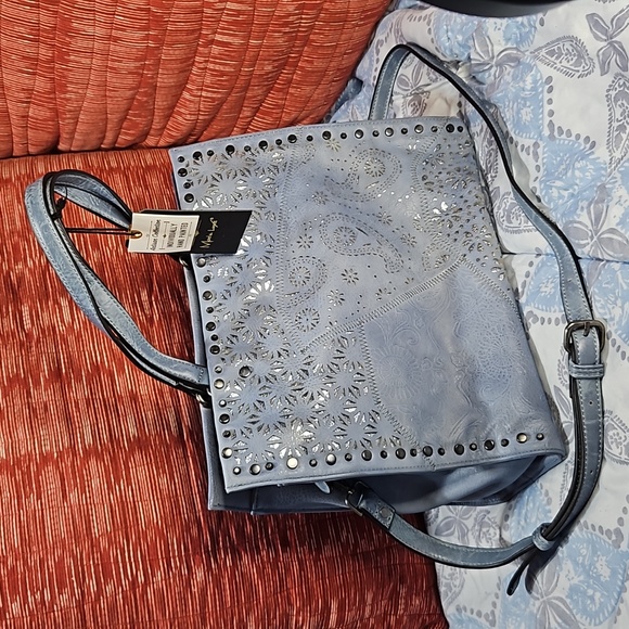 Moda Luxe NWT Artesian Collection large shoulder/crossbody/ tote.Blue-Valerie - Picture 2 of 10